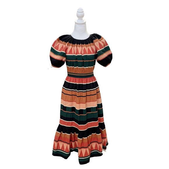 Ulla Johnson Ayita Dress Striped 0 Orange Green - Picture 3 of 10